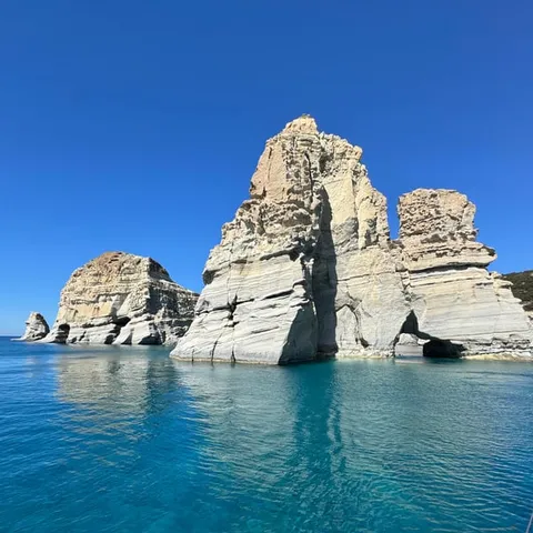 The rock stacks of Kleftiko rising from the sea